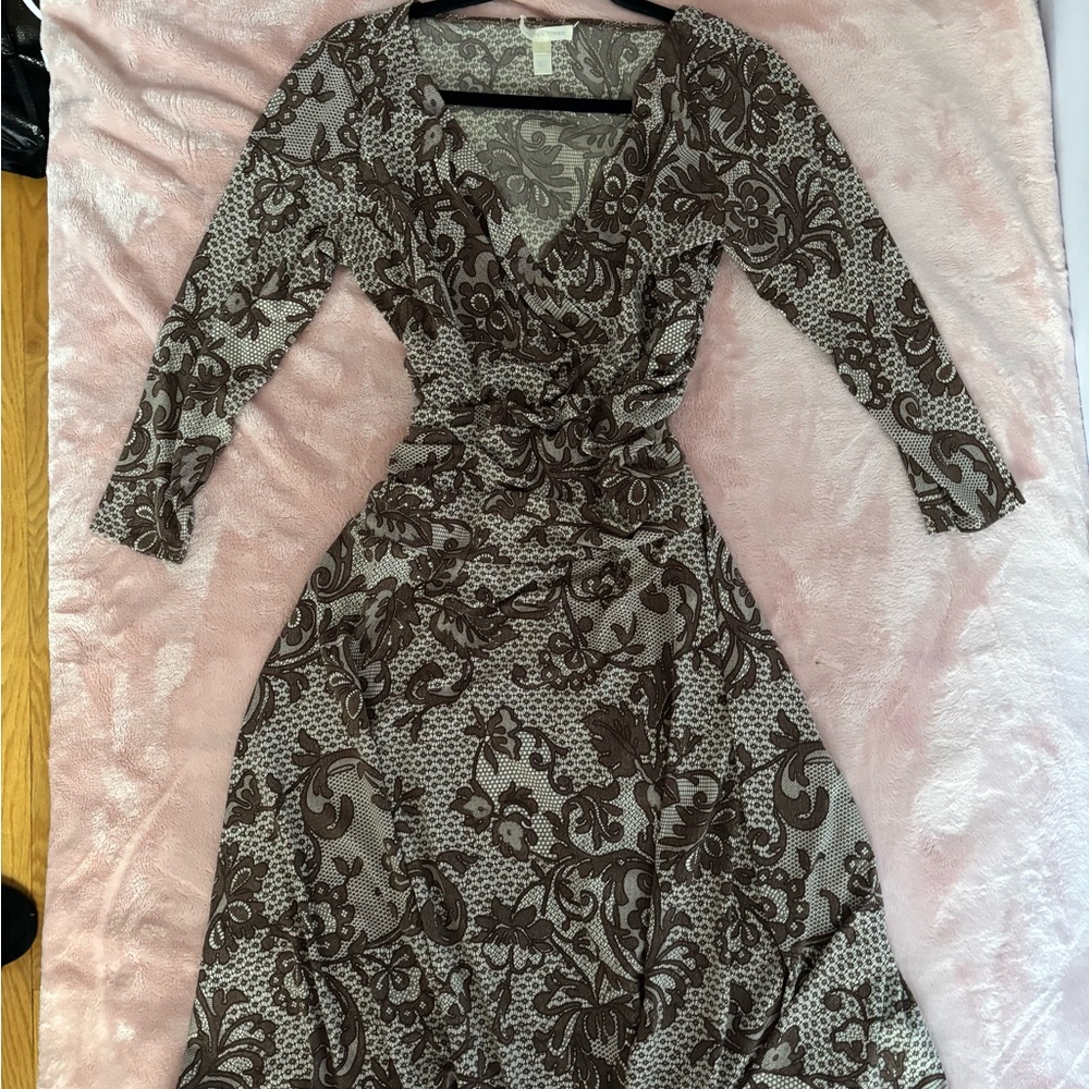 Elegant Brown Floral Dress